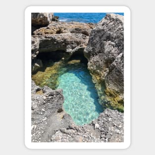 Rocks, sea, blue, green Sticker